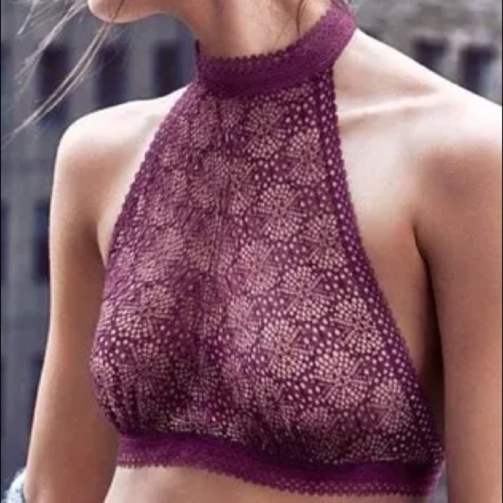 Victoria’s Secret Maroon Lace High Neck Bralette
